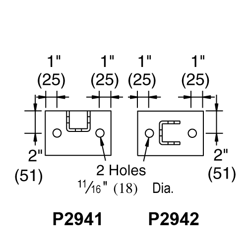 Line drawing of U-POST BASE EG 3-1/2"X 1/4" POST 6"X4" BASE