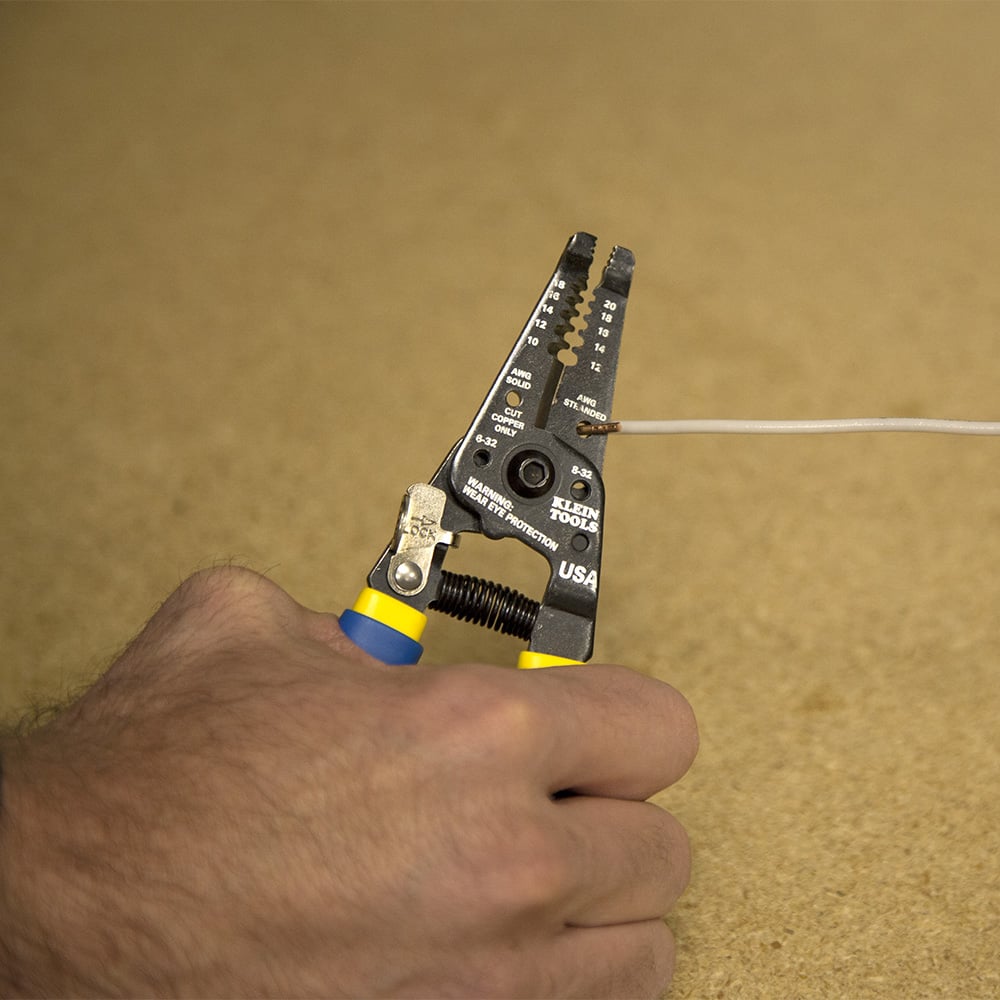 Alternate image of WIRE STRIPPER/CUTTER W108316 in use.