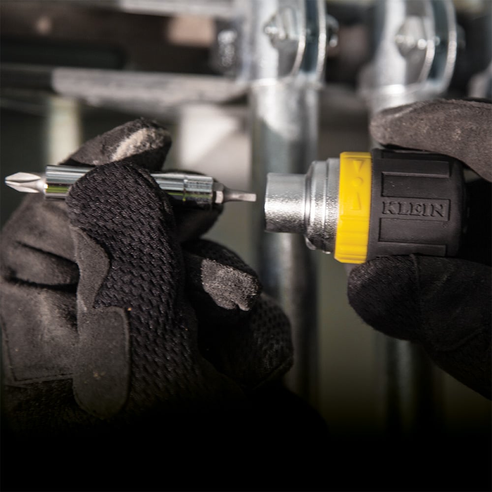 Image of 6-IN-1 RATCHETING STUBBY SCREWDRIVER in use.