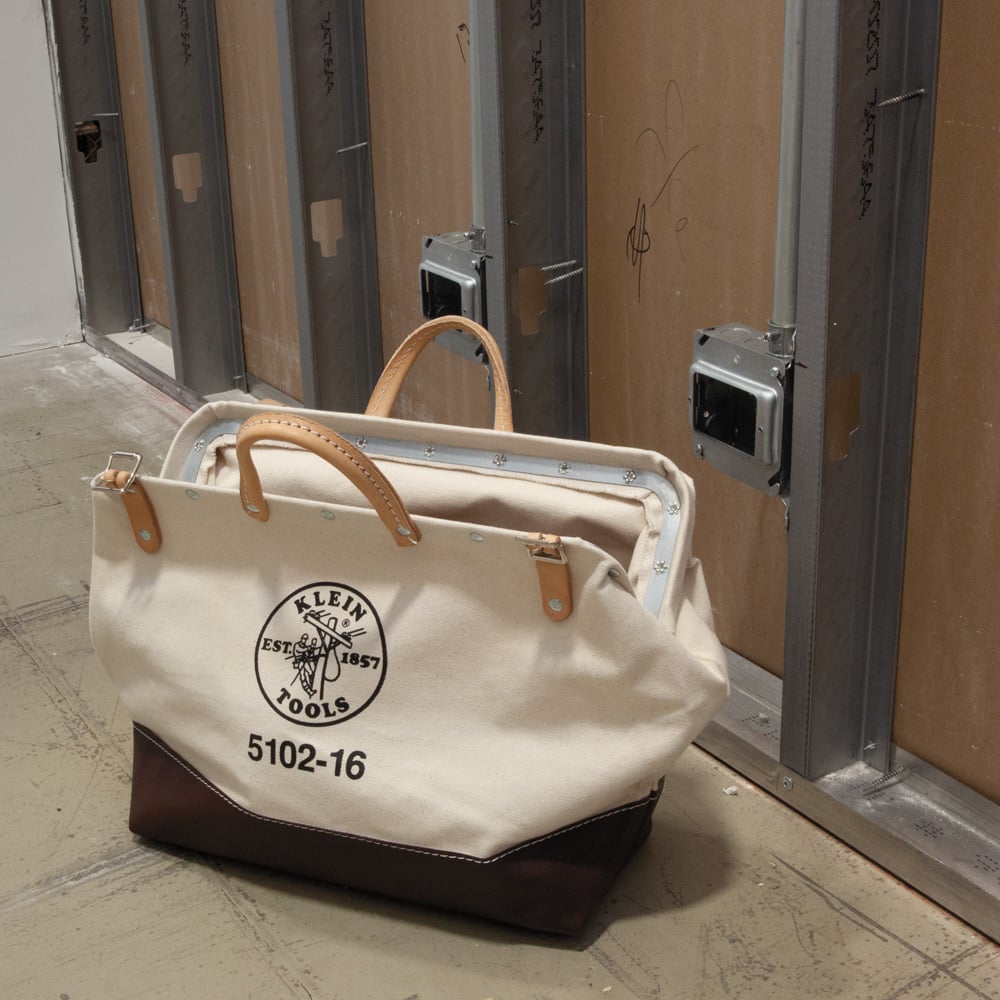 Image of 16X14 CANVAS TOOL BAG in use.