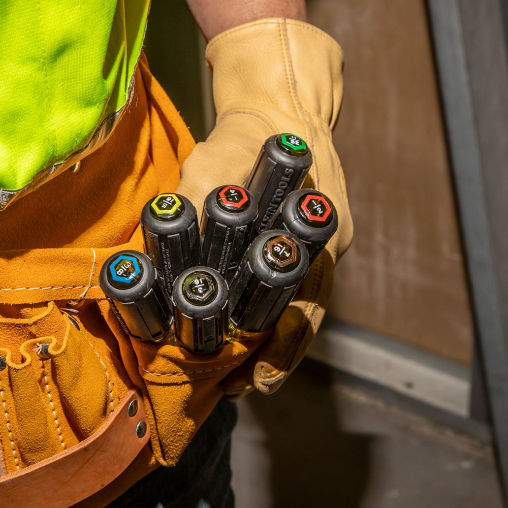 Image of 7-PC NUT DRIVER SET in use.