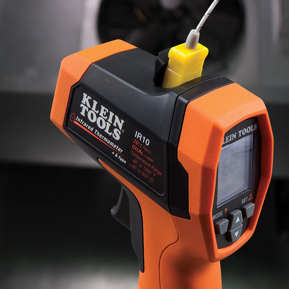 Alternate image of DUAL-LASER INFRARED THERMOMETER 20:1 in use.