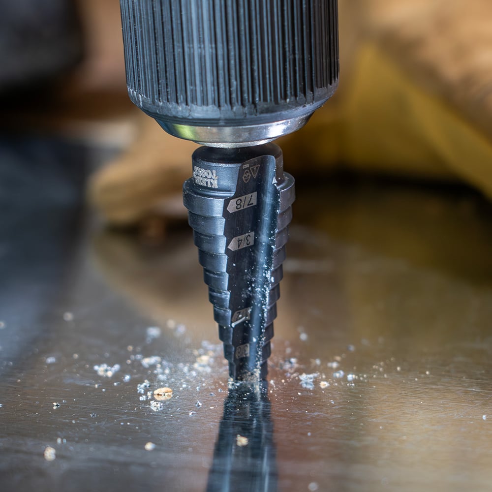 Image of STEP DRILL BIT #14 - DOU BLE-FLUTED in use.
