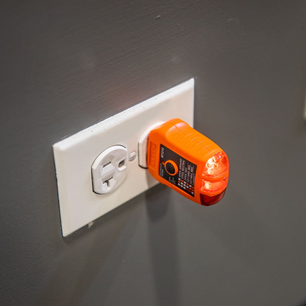 Alternate image of GFCI RECEPTACLE TESTER in use.